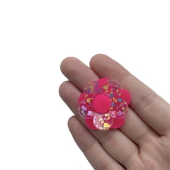 Aplique Flor Dupla Transparente Rosa Neon - 2 unidades - comprar online