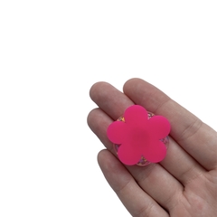 Aplique Flor Dupla Transparente Rosa Neon - 2 unidades na internet