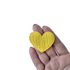 Aplique Coração Estilo Tricot Amarelo - 2 unidades - comprar online