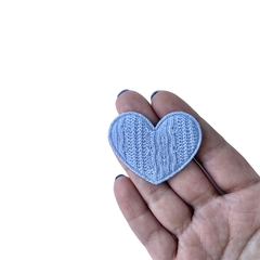 Aplique Coração Estilo Tricot Azul - 2 unidades - comprar online