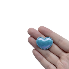 Aplique Coração Redondinho Azul Lonita Escama Sereia - 2 unidades - comprar online