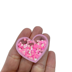 Aplique Coração Acrílico Rosa com Corações M - 2 unidades - comprar online