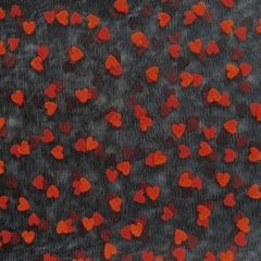 Tecido Tule Preto Coração Vermelho (45x70)
