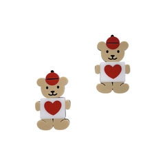 Aplique Ursinho Maple Bear Coração Vermelho Acrílico - 2 unidades