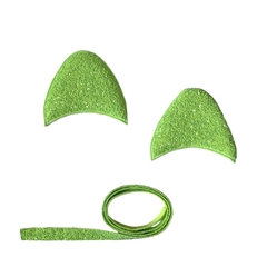 Aplique Orelha Gatinho Flocada Verde Neon + Tira Para Tiara - 2 unidades