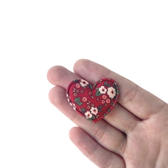 Aplique Coração Redondinho Vermelho com Florzinhas - 2 unidades - comprar online