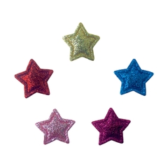 Aplique Estrela Glitter Fino P (Cores Mistas)
