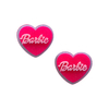 Aplique Coração Barbie Rosa Neon Glitter Acrílico - 2 unidades
