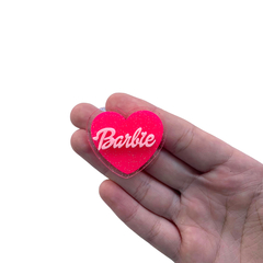 Aplique Coração Barbie Rosa Neon Glitter Acrílico - 2 unidades - comprar online