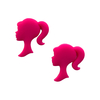 Aplique Barbie Silhueta Rosa Neon Emborrachado - 2 unidades