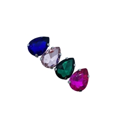 Aplique Pedra Gota Caixinha Prata (18mm) - 5 unidades