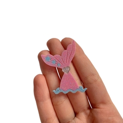 Aplique Cauda de Sereia Estrelinhas Azuis Glitter Acrílico - 2 unidades - comprar online