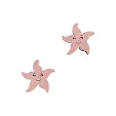 Aplique Estrela do Mar Rostinho Rosa Glitter Acrílico - 2 unidades