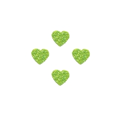 Aplique Mini Coração Flocado Verde Neon