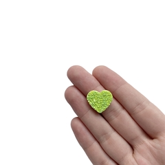 Aplique Mini Coração Flocado Verde Neon - 4 unidades - comprar online