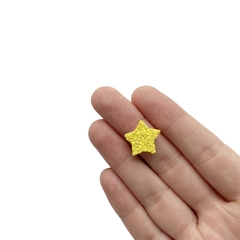 Aplique Mini Estrela Flocada Amarela - 4 unidades - comprar online