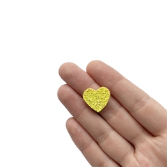 Aplique Mini Coração Flocado Amarelo - 4 unidades - comprar online