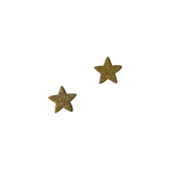 Aplique Estrela Glitter Dourada Acrílico - 2 unidades