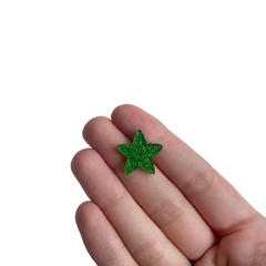 Aplique Estrela Glitter Verde Acrílico - 2 unidades - comprar online