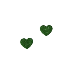 Aplique Coração Acrílico Plano Glitter Verde (2cm) - 2 unidades