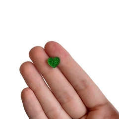 Aplique Micro Corações Verde Glitter - 10 unidades - comprar online