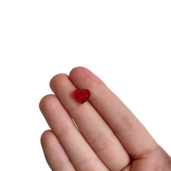 Aplique Micro Corações Vermelho Glitter - 10 unidades - comprar online