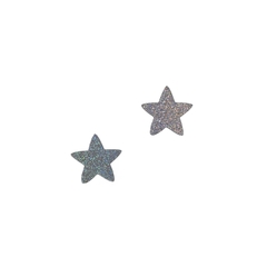 Aplique Estrela Glitter Prata Acrílico - 2 unidades