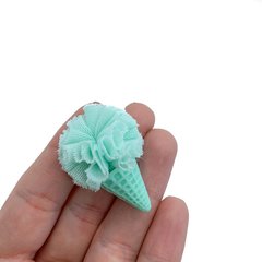 Aplique Sorvete Casquinha e Pompom Verde Água (3cm) - 2 unidades - comprar online