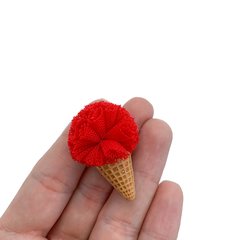 Aplique Sorvete Casquinha Bege Pompom Vermelho (3 cm) - 2 unidades - comprar online