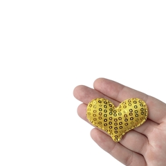 Aplique Coração Mini Paetê Amarelo - 2 Unidades - comprar online