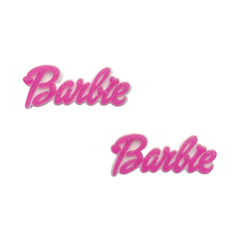 Aplique Palavra Barbie Dupla Pink e Branco Glitter Emborrachado - 2 unidades