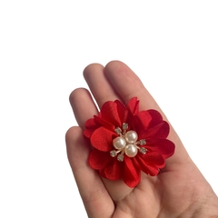 Aplique Flor Vermelha Com Miolo (Pérola e Pedraria) - 2 unidades - comprar online