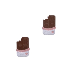Aplique Barra de Chocolate Coração Acrílico - 2 unidades