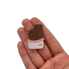 Aplique Barra de Chocolate Coração Acrílico - 2 unidades - comprar online