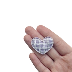 Aplique Coração Tweed Lilás e Branco - 2 unidades - comprar online