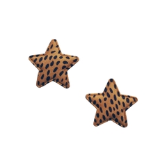 Aplique Estrela Leopardo Mostarda - 2 unidades