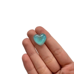 Aplique Coração Arredondado Azul Glitter - 4 unidades - comprar online