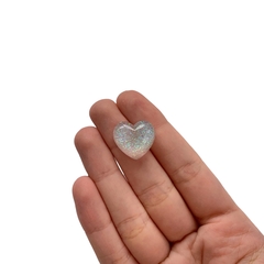 Aplique Coração Arredondado Branco Glitter - 4 unidades - comprar online