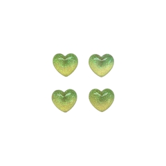 Aplique Coração Arredondado Verde Neon - 4 unidades