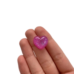 Aplique Coração Arredondado Pink Glitter - 4 unidades - comprar online