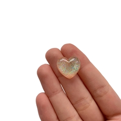 Aplique Coração Arredondado Laranja Glitter - 4 unidades - comprar online