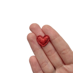 Aplique Mini Coração Glitter Fino Vermelho - 10 unidades - comprar online