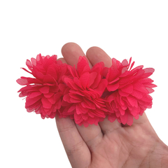 Aplique Flor Tripla Voal Rosa Pink (6.5cm) - 2 unidades - comprar online