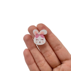 Aplique Coelha Pequena Laço Rosa Glitter Acrílico - 2 unidades - comprar online
