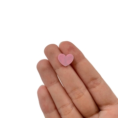 Aplique Coração Pequeno Rosa Glitter Acrílico - 10 unidades - comprar online