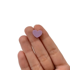 Aplique Coração Pequeno Lilás Glitter Acrílico - 10 unidades - comprar online