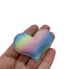 Aplique Coração Glitter Fino Arco-íris Grande Costurinha - 2 unidades - comprar online