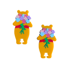 Aplique Ursinho Pooh Florzinhas Acrílico (5cm) - 2 unidades