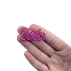 Aplique Palavra Barbie Pink Glitter Acrílico (4cm) - 2 unidades - comprar online