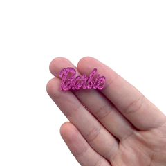 Aplique Palavra Barbie Pink Glitter Acrílico (3cm) - 2 unidades - comprar online